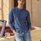 Men's Solid Mandarin Collar Slim Fit Oxford Shirt - A38110034 View