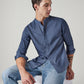Men's Solid Mandarin Collar Slim Fit Oxford Shirt - Styleshot View