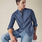 Men's Solid Mandarin Collar Slim Fit Oxford Shirt - 3333ea0e-c002-48f6-826b-d4d5d9b01f9f View