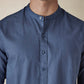 Men's Solid Mandarin Collar Slim Fit Oxford Shirt - detail View