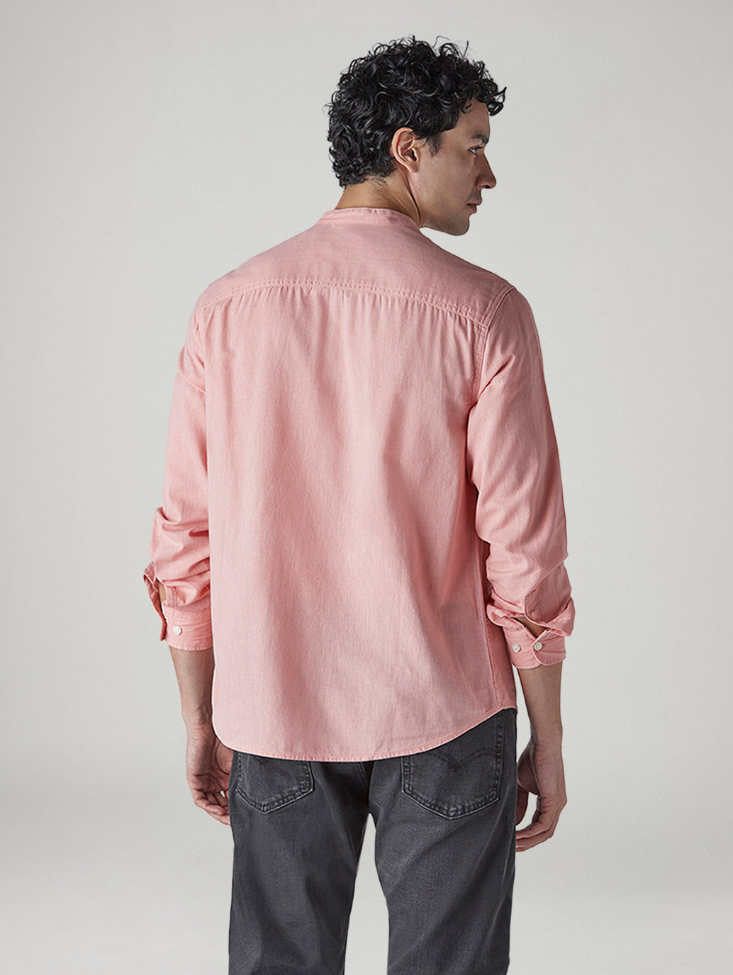 Men's Solid Slim Fit Linen Shirt - Back View