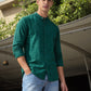 Men's Solid Mandarin Collar Slim Fit Oxford Shirt - A38110036 View