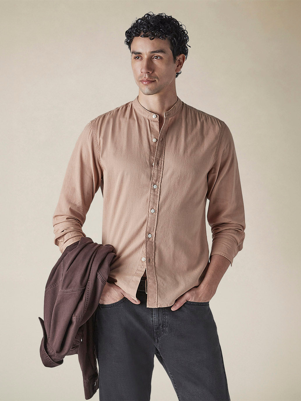 Men's Solid Slim Fit Linen Shirt - 04cc6bce-f860-4832-b622-b0491ec56213 View