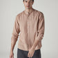 Men's Solid Slim Fit Linen Shirt - Front View