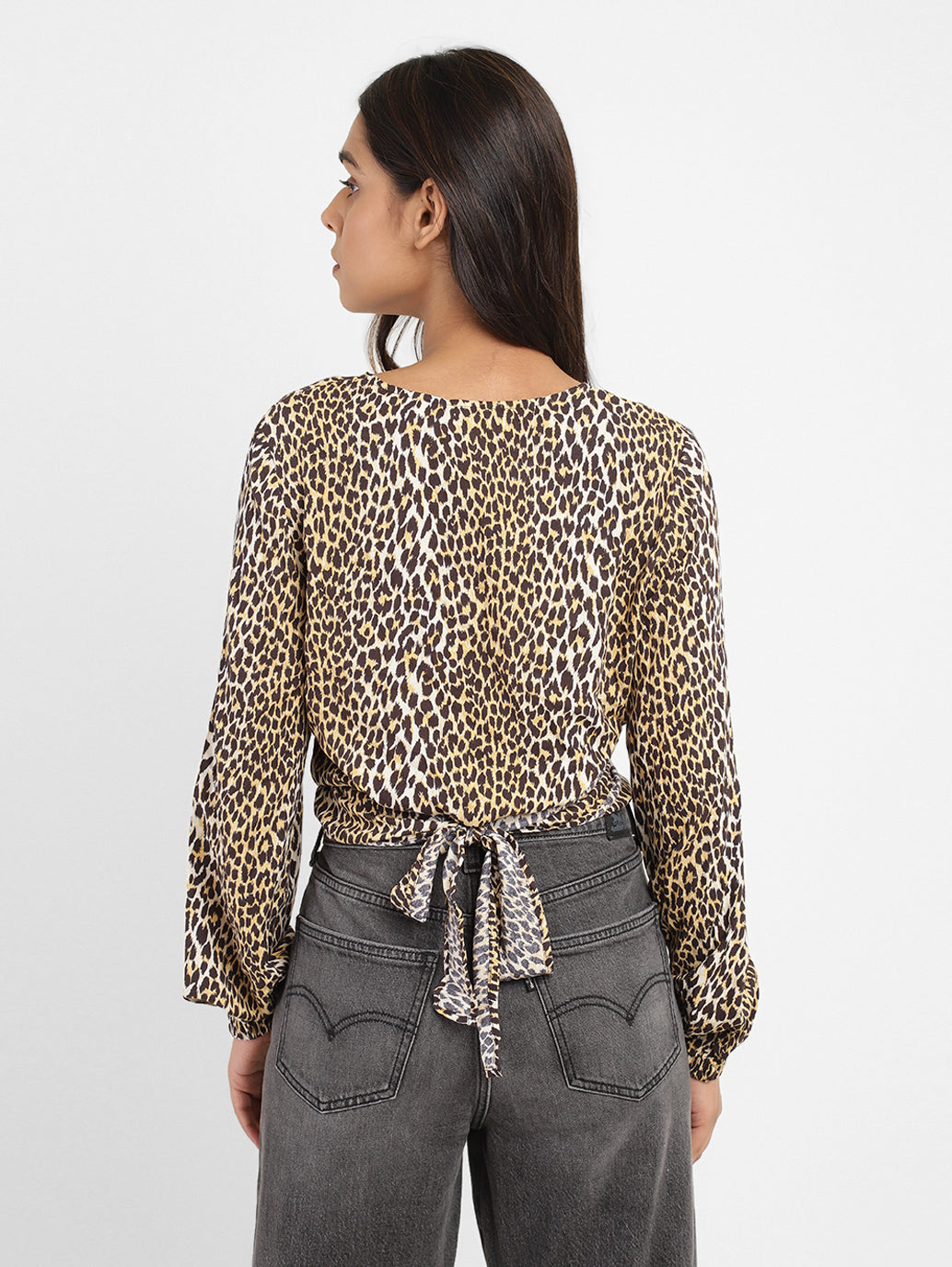 Women's Animal Print V Neck Top