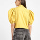 Women's Solid Spread Collar Shirt Yellow