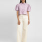 Women's Solid Lilac Spread Collar Top