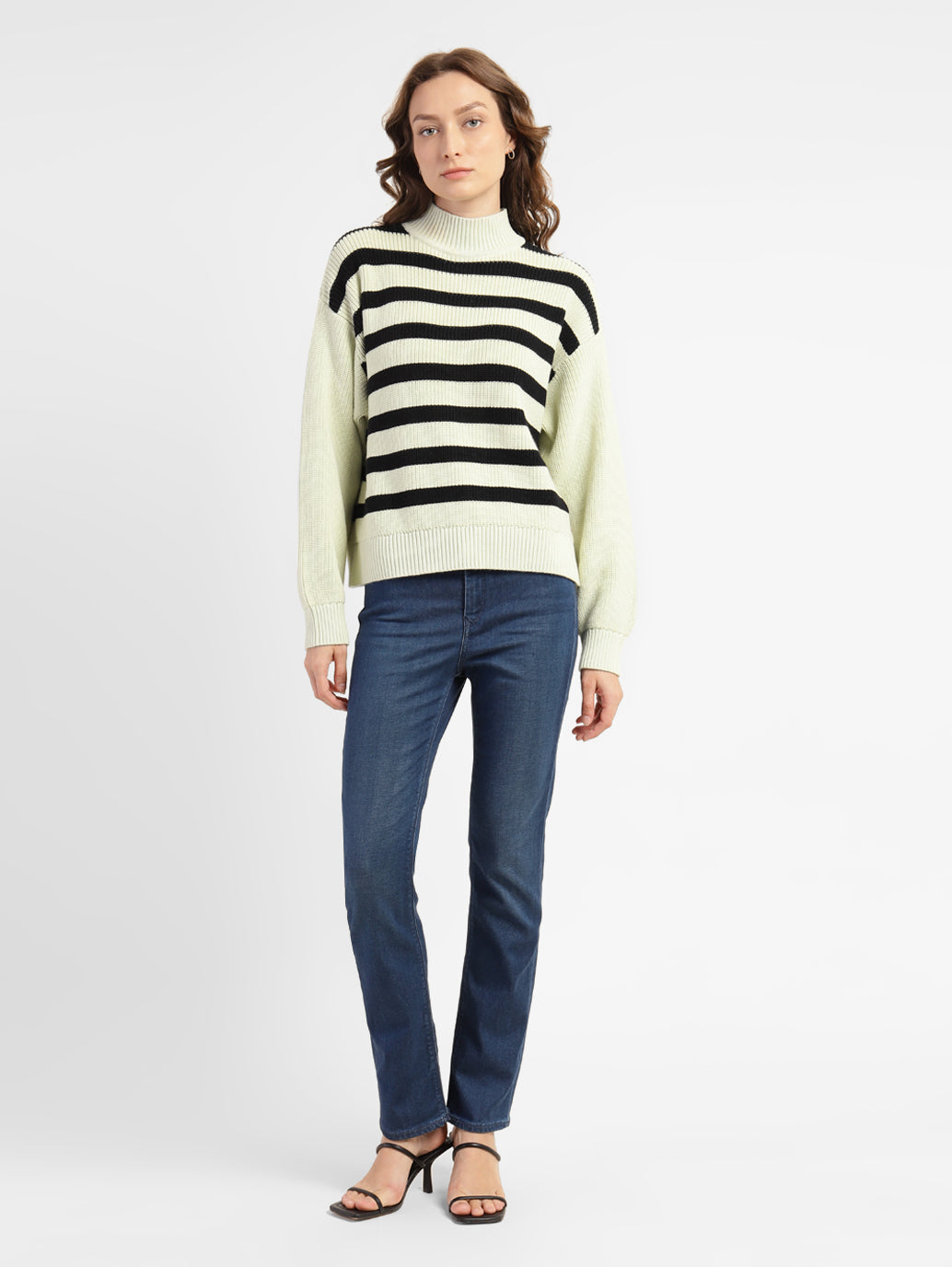 Women's Striped High Neck Sweater
