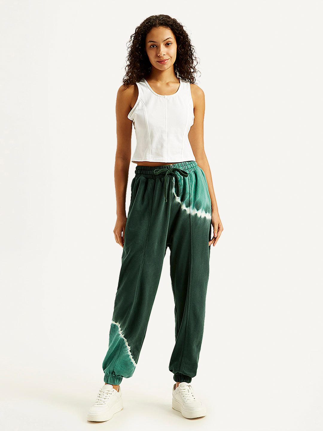 Women's Mid Rise Green Regular Fit Joggers