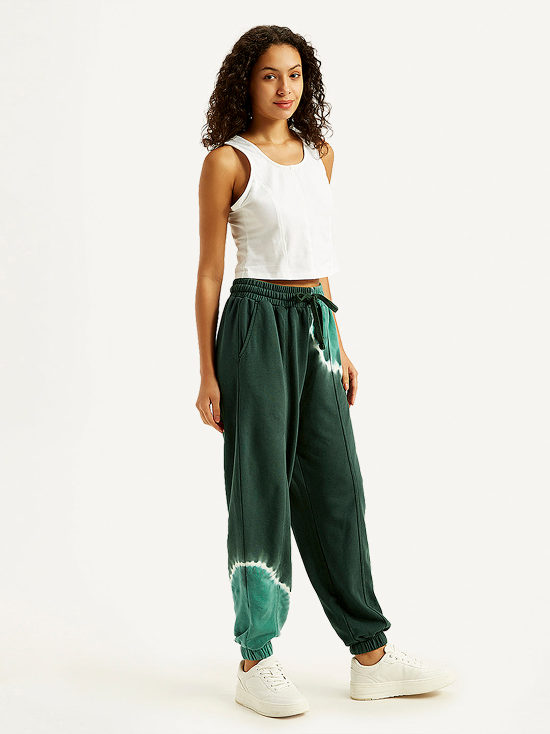 Women's Mid Rise Green Regular Fit Joggers