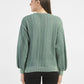 Women's Textured Green Crew Neck Sweater