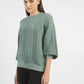 Women's Textured Green Crew Neck Sweater