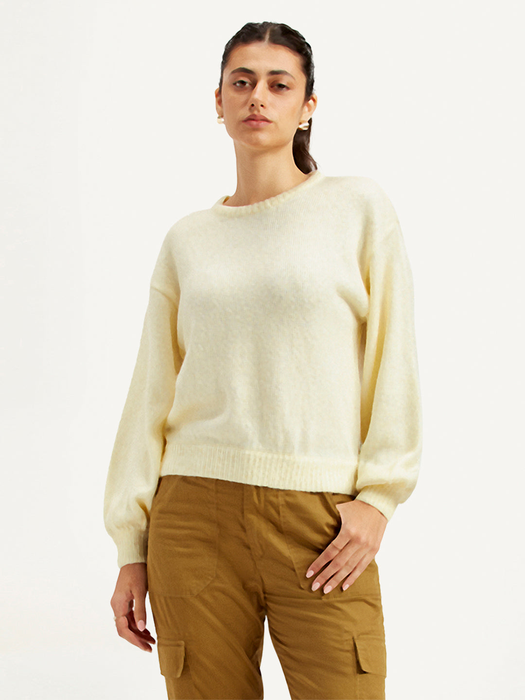 Women's outlet yellow top crewneck sweater