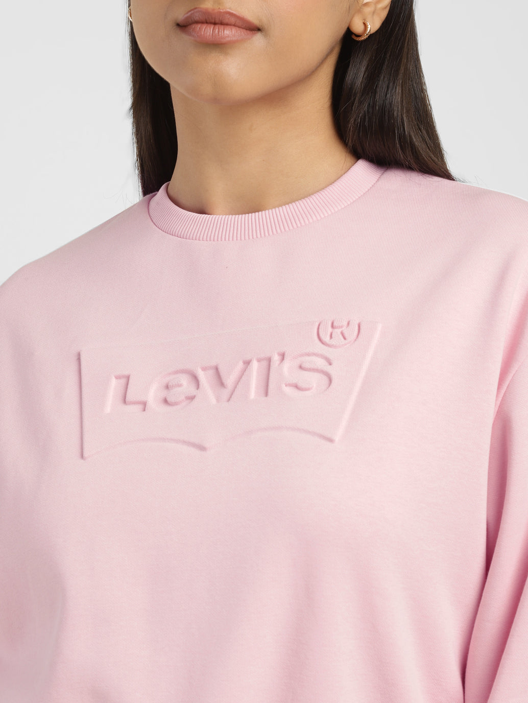 Women's Brand Logo Pink Crew Neck Sweatshirt