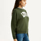 Women's Typography Olive Crew Neck Sweatshirt - Side View