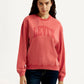 Women's Typography Coral Crew Neck Sweatshirt - Front View