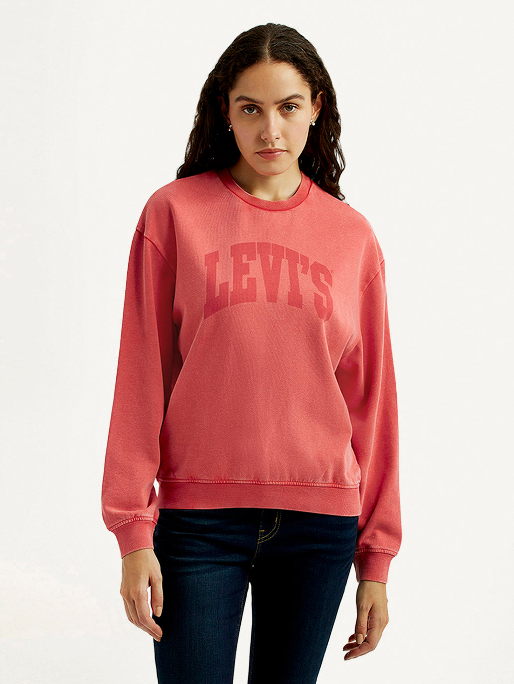Women's Typography Coral Crew Neck Sweatshirt