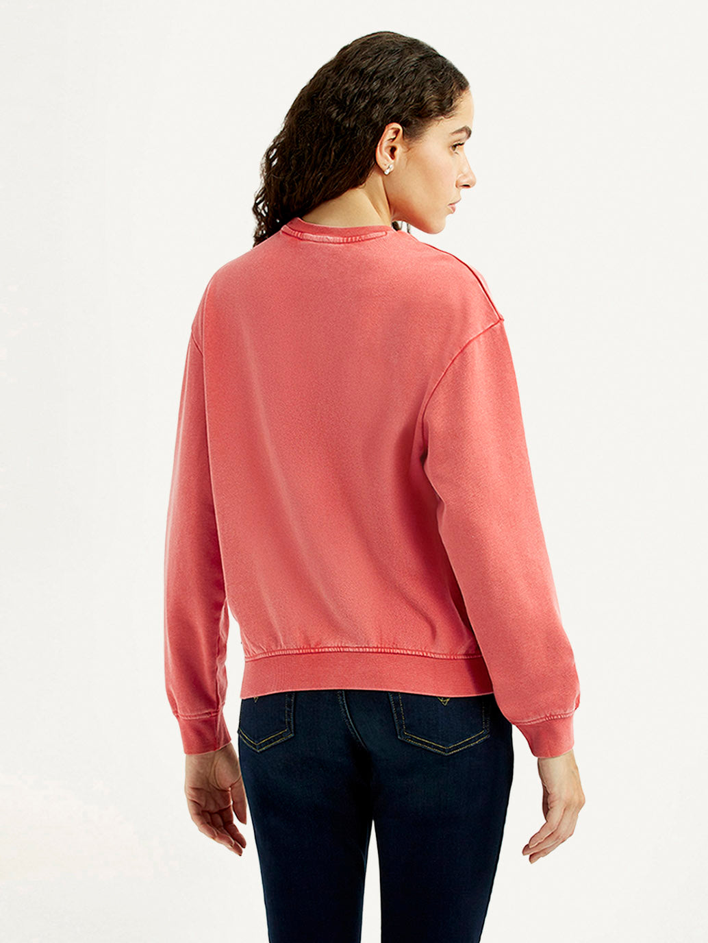 Women's Typography Coral Crew Neck Sweatshirt - Back View