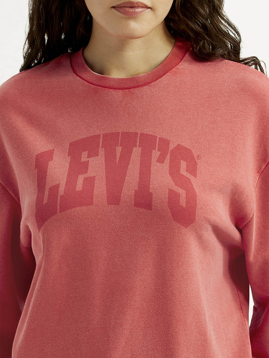Women's Typography Coral Crew Neck Sweatshirt - Detail View
