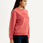 Women's Typography Coral Crew Neck Sweatshirt - Side View