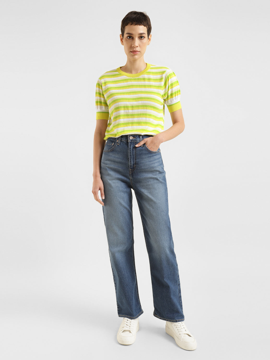 Women's Striped Round Neck Sweater – Levis India Store