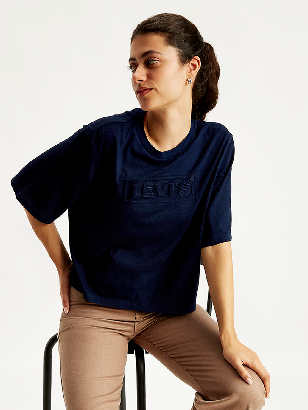 Women's Brand Logo Loose Fit T-Shirt - Elevated View