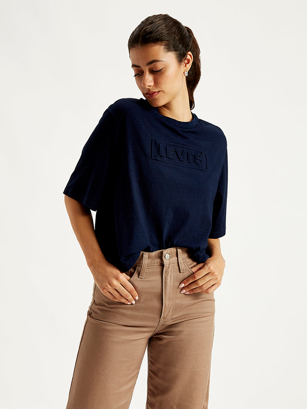 Women's Brand Logo Loose Fit T-Shirt - Styleshot View