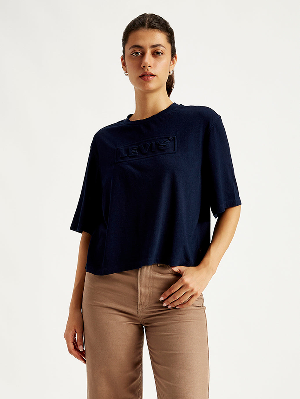 Women's Brand Logo Loose Fit T-Shirt - Front View