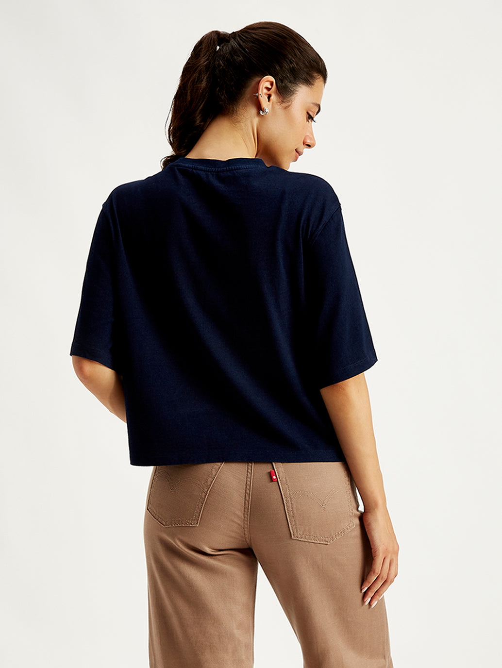 Women's Brand Logo Loose Fit T-Shirt - Back View