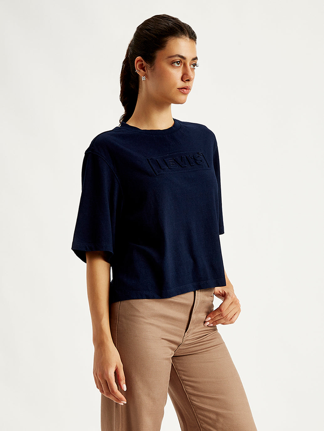 Women's Brand Logo Loose Fit T-Shirt - Side View