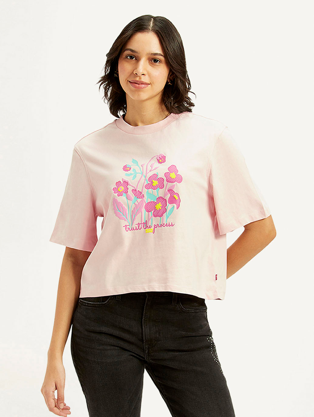 Women's Printed Boxy Fit T-Shirt - Front View