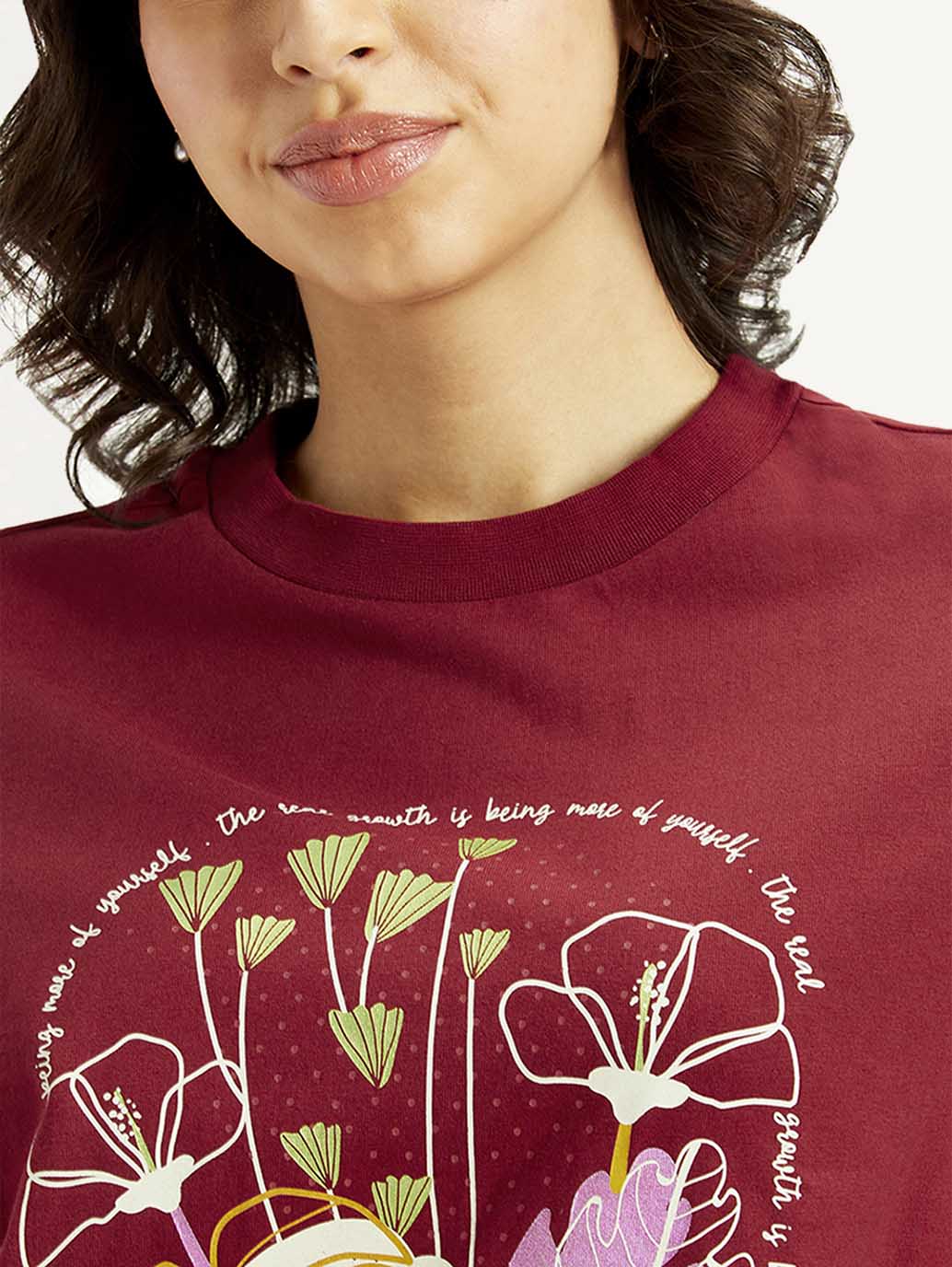 Women's Printed Boxy Fit T-Shirt - Detail View