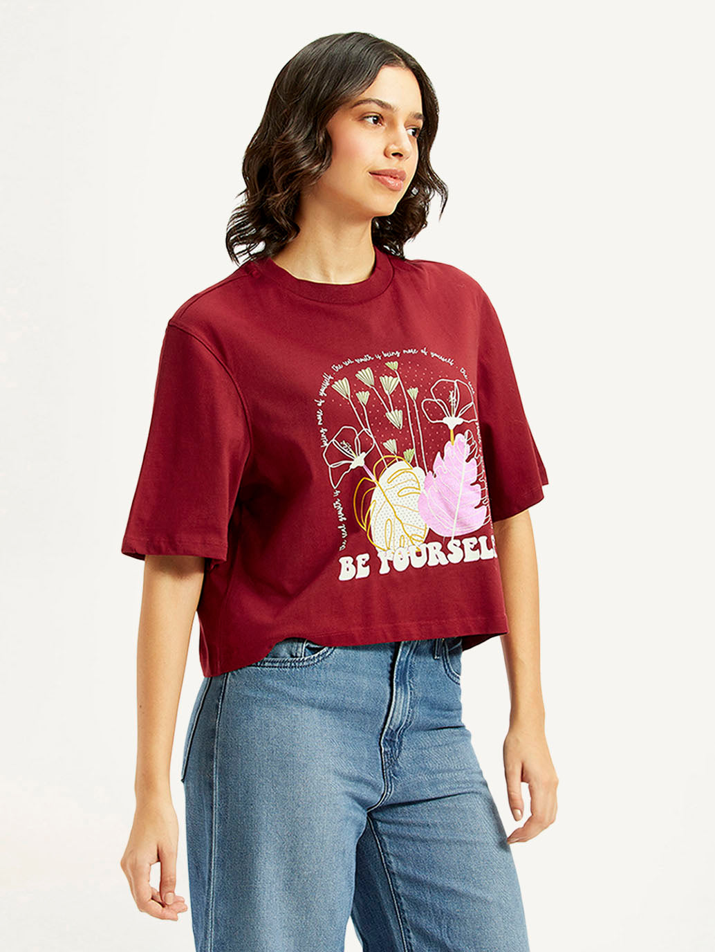 Women's Printed Boxy Fit T-Shirt - Side View