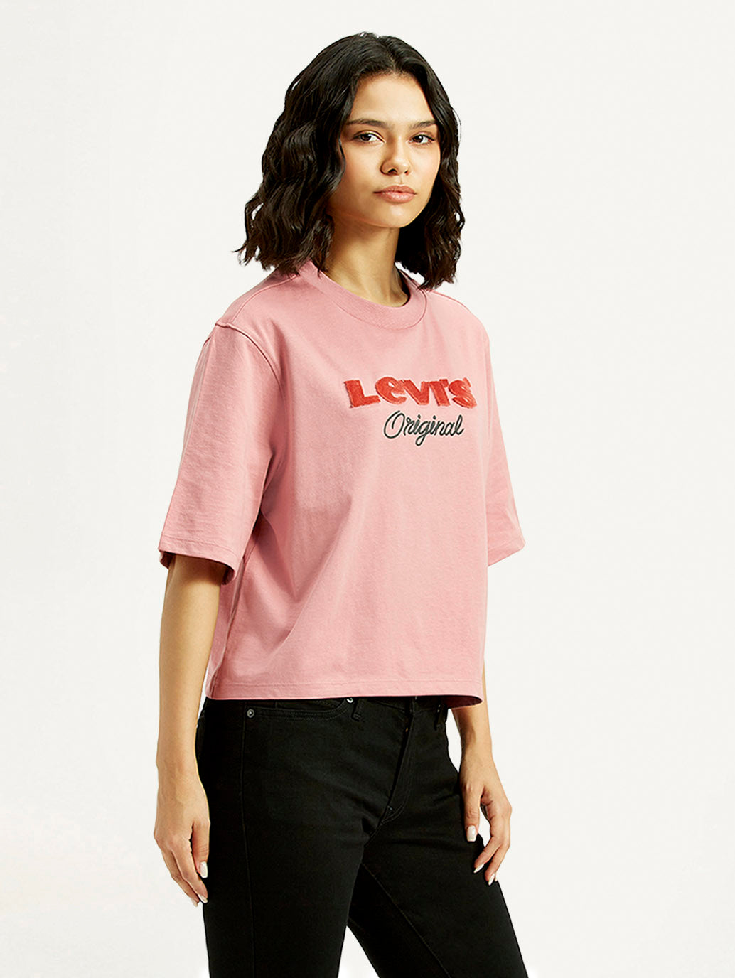 Women's Brand Logo Relaxed Fit T-shirt - Side View