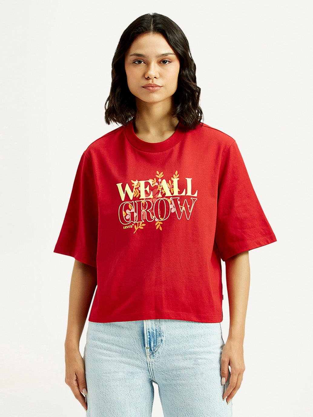 Women's Typographic Print Relaxed Fit T-shirt - Front View