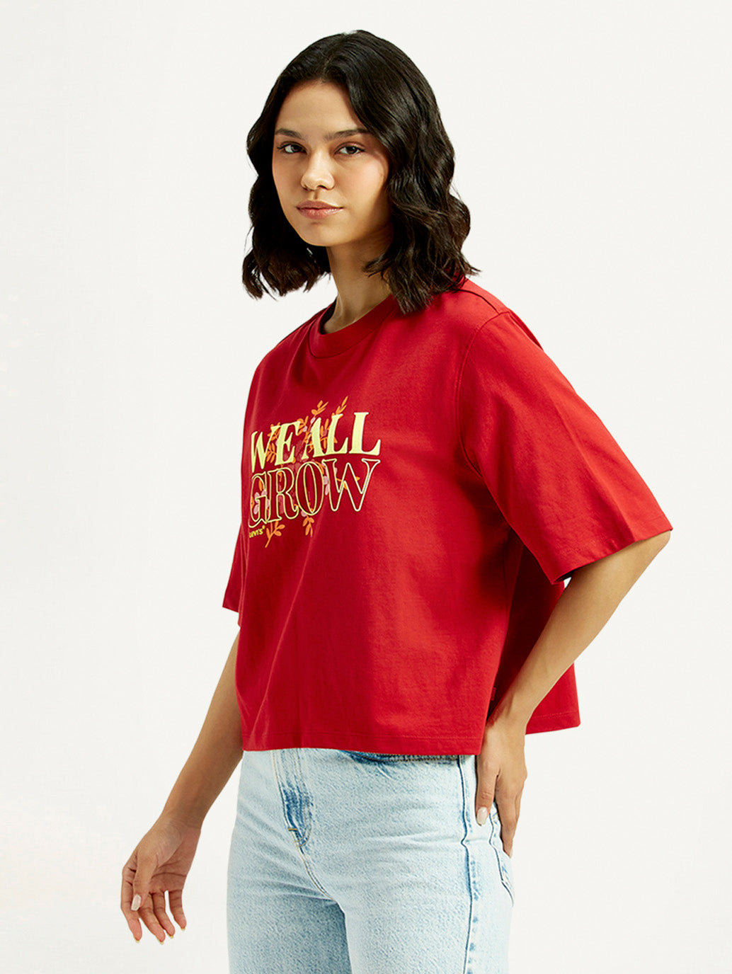 Women's Typographic Print Relaxed Fit T-shirt - Side View