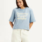 Women's Typographic Print Light Blue Relaxed Fit T-shirt - Styleshot View