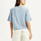 Women's Typographic Print Light Blue Relaxed Fit T-shirt - Back View