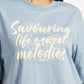 Women's Typographic Print Light Blue Relaxed Fit T-shirt - Detail View