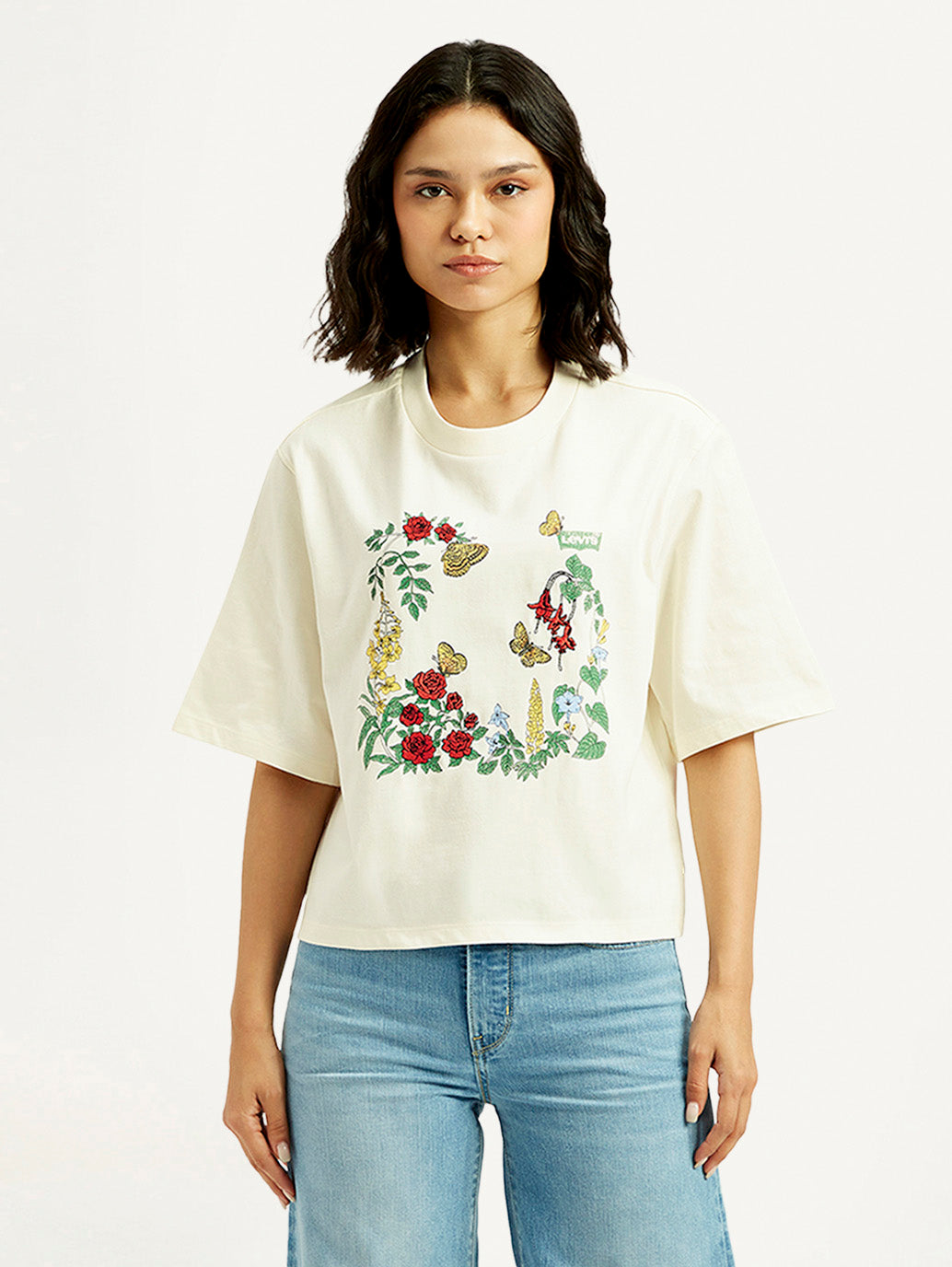 Women's Floral Relaxed Fit T-shirt - Front View