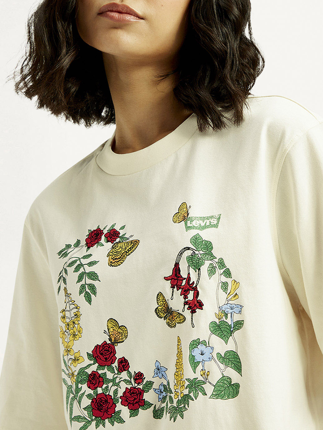 Women's Floral Relaxed Fit T-shirt - Detail View