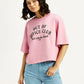 Women's Typographic Print Relaxed Fit T-shirt - Styleshot View