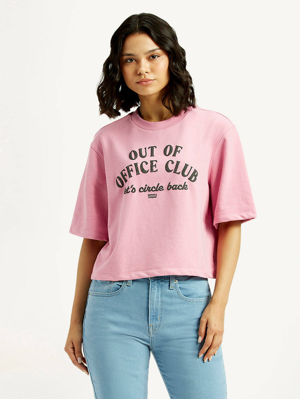 Women's Typographic Print Relaxed Fit T-shirt - Front View