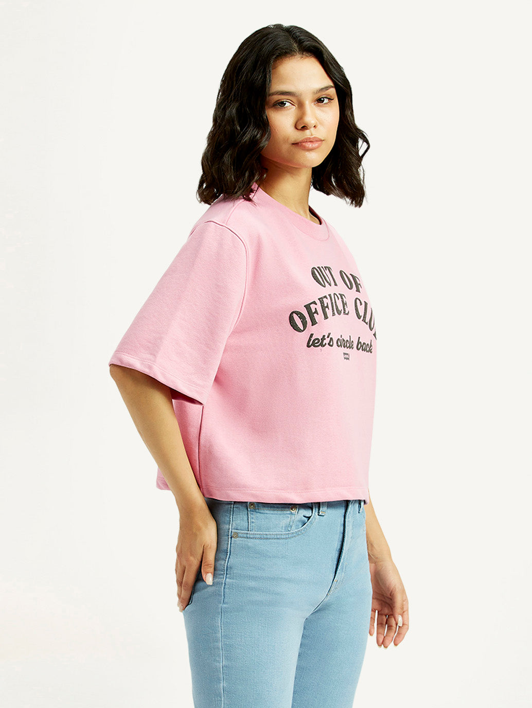 Women's Typographic Print Relaxed Fit T-shirt - Side View