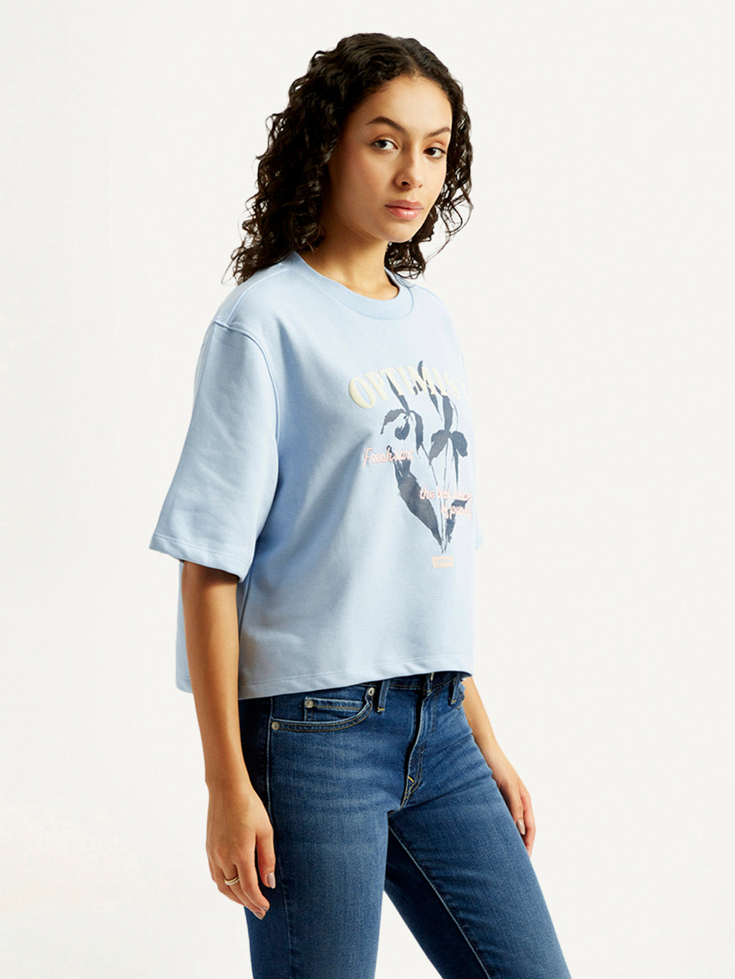 Women's Graphic Print Boxy T-shirt - Side View