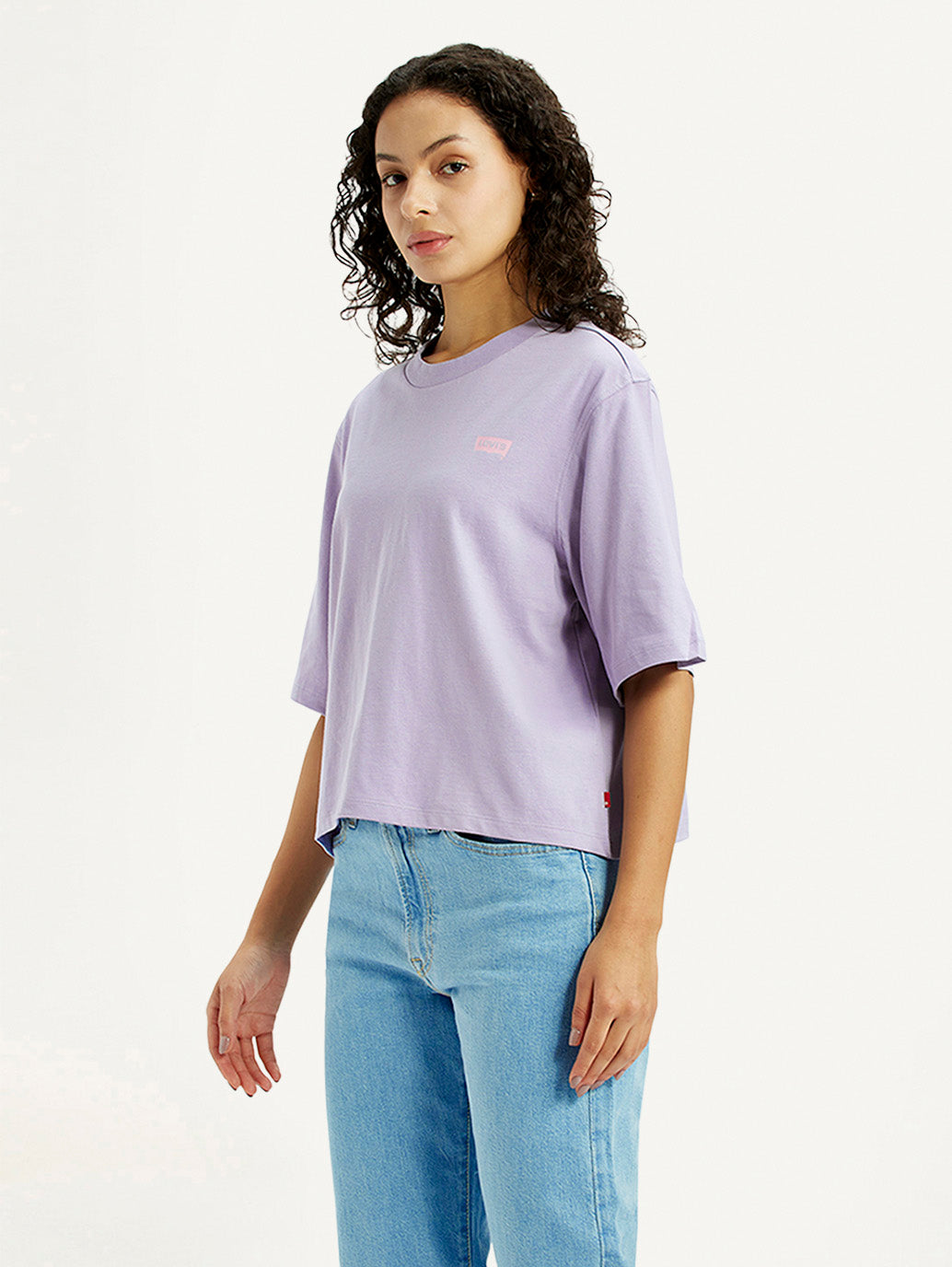 Women's Graphic Print Purple Relaxed Fit T-shirt - Elevated View
