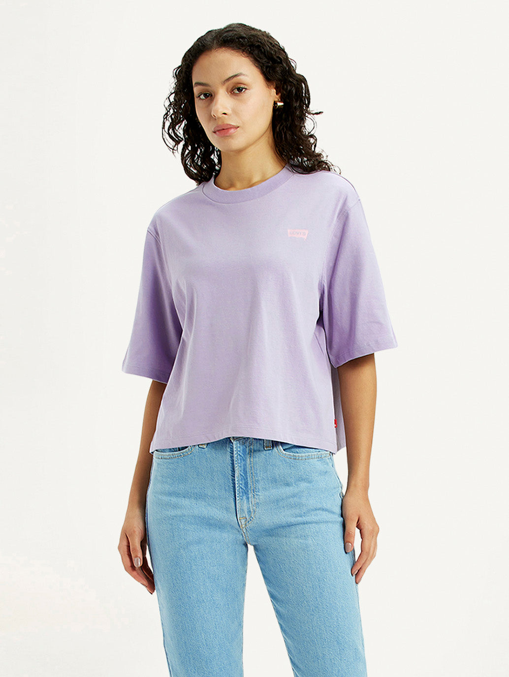 Women's Graphic Print Purple Relaxed Fit T-shirt - Styleshot View