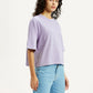 Women's Graphic Print Purple Relaxed Fit T-shirt - Side View