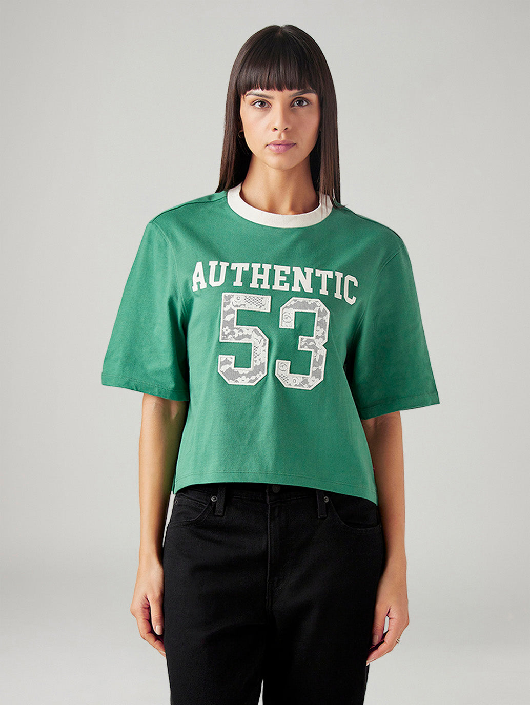 Women's Typography Printed Relaxed Fit T-Shirt - Front View