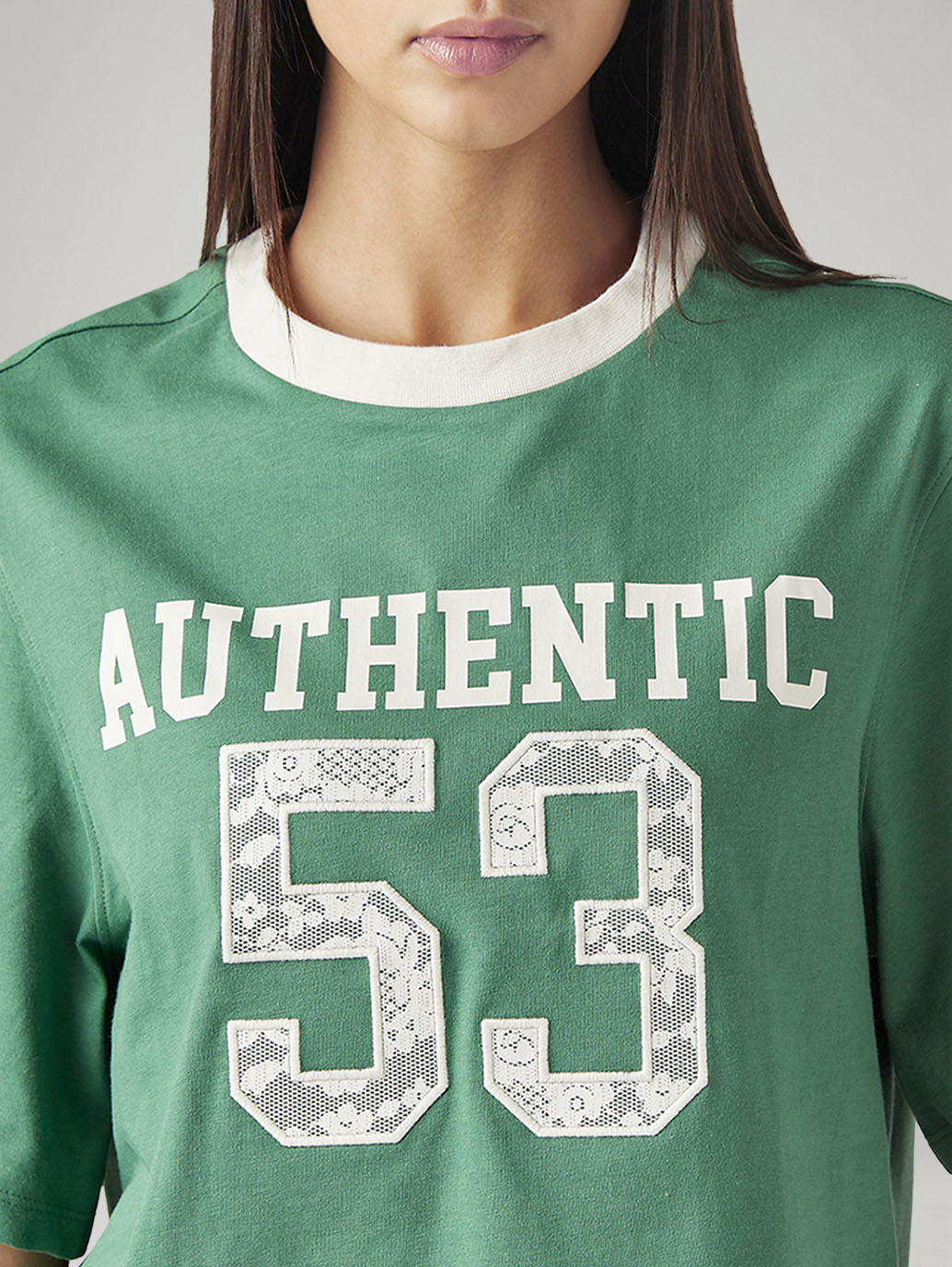 Women's Typography Printed Relaxed Fit T-Shirt - Detail View